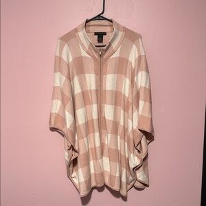 Preswick & Moore Pink and Cream Knit Poncho
